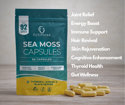 ActiMoss Sea Moss Capsules + Turmeric, Ginger & Black Pepper (60 Capsules)